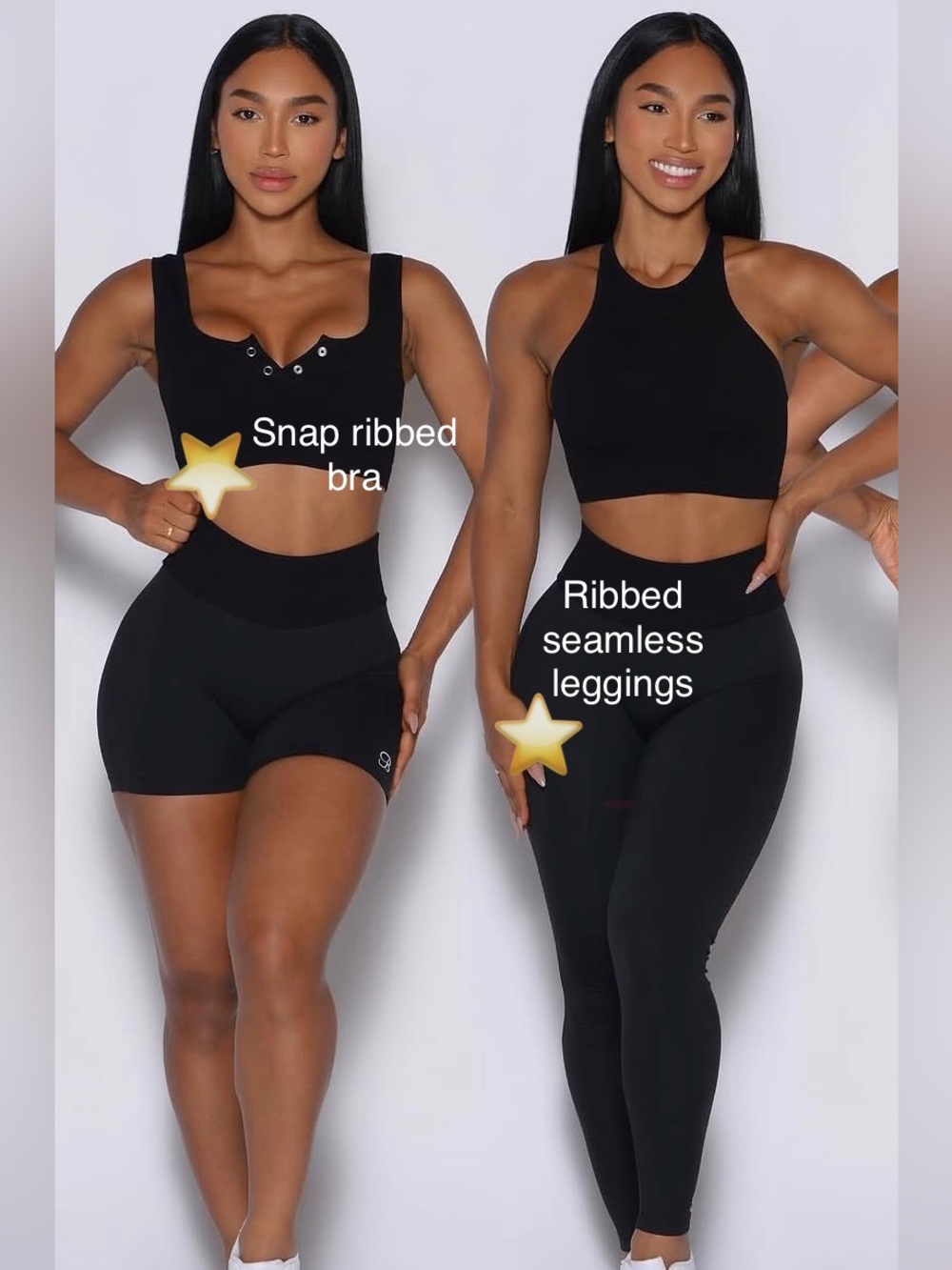 Bombshell Sportswear SET — Low Rise Ribbed Seamless Leggings + Ribbed Snap Bra